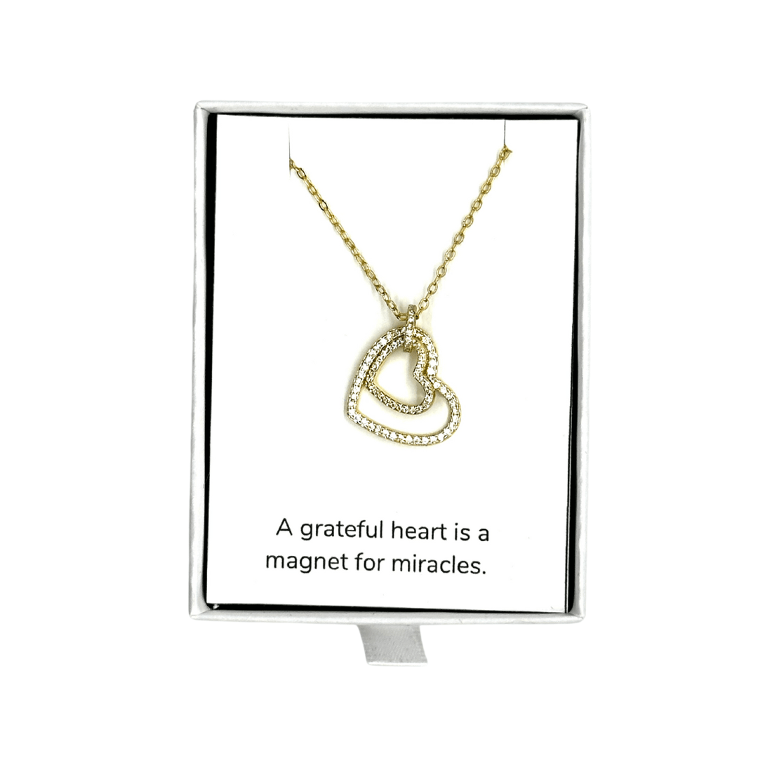 Micro Pave Cubic Zirconia Double Heart Pendant Necklace - The Kindness Cause