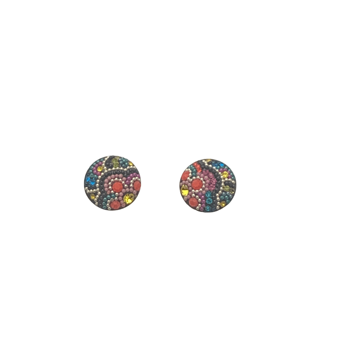 Mosaico Crystal Flower Stud Earrings Set in Sterling Silver - The Kindness Cause