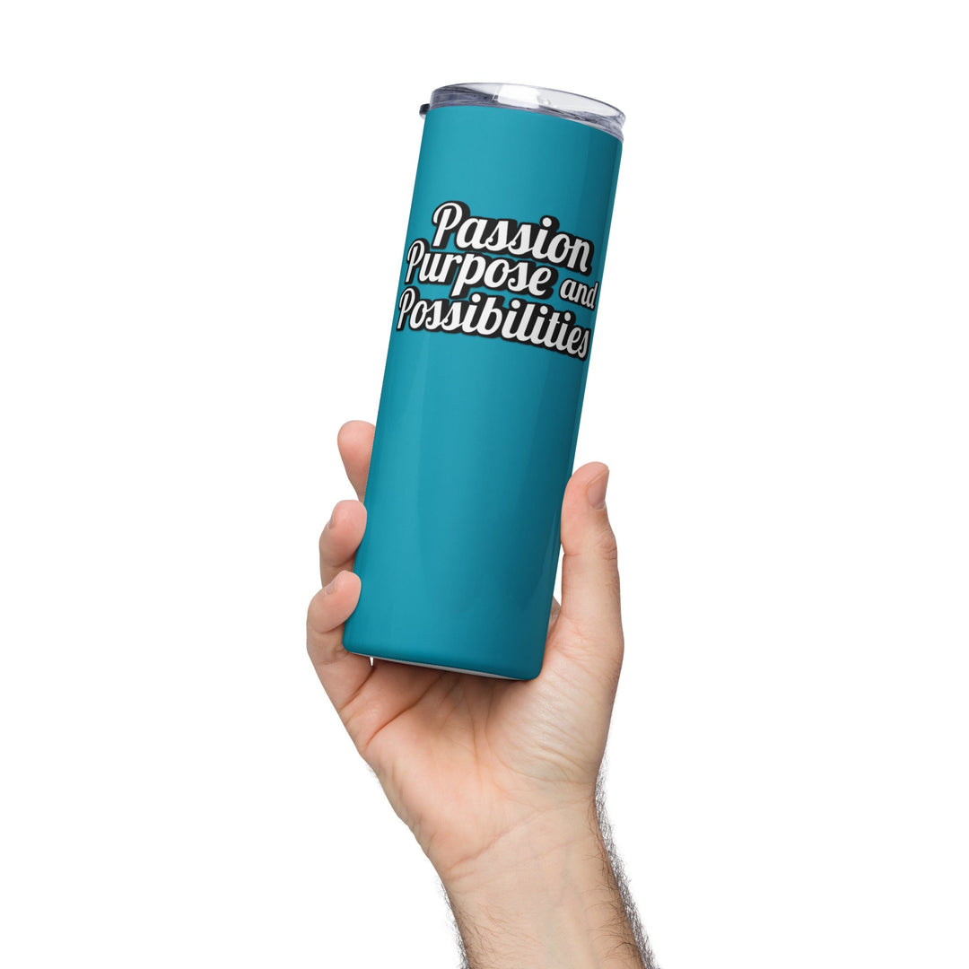 Passion Purpose &amp; Possibilities Skinny Steel Tumbler with Straw, 20oz - The Kindness Cause