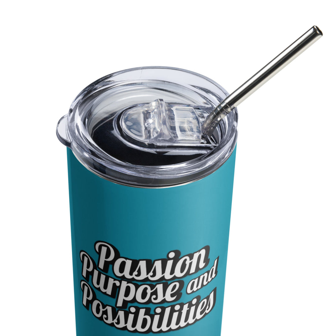 Passion Purpose &amp; Possibilities Skinny Steel Tumbler with Straw, 20oz - The Kindness Cause