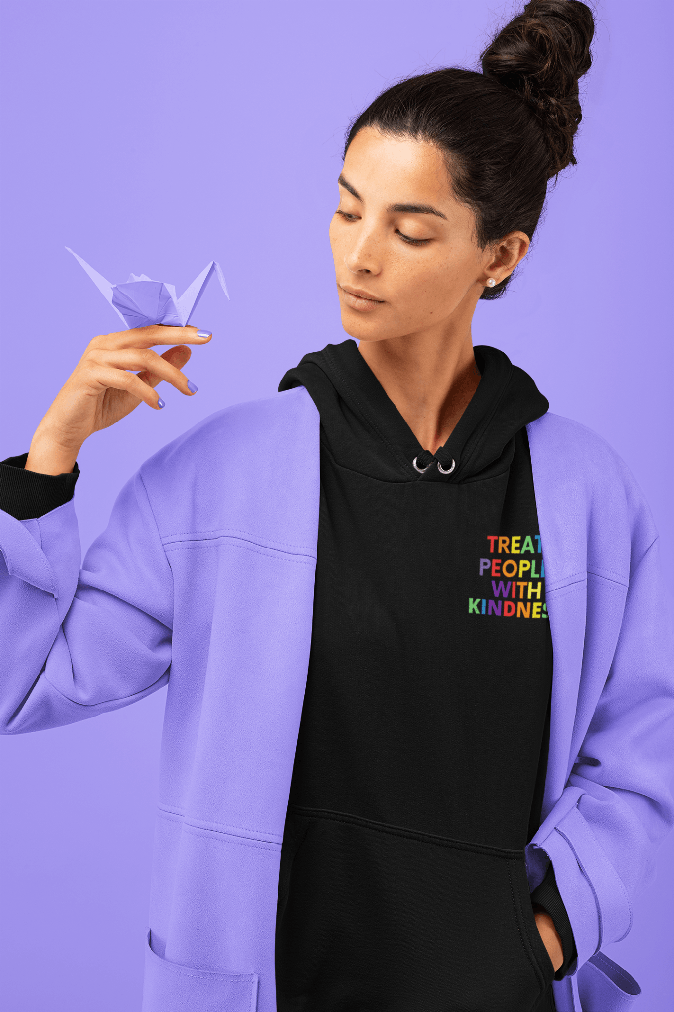 Rainbow Kindness Adult Embroidered Unisex Fleece Hoodie - The Kindness Cause