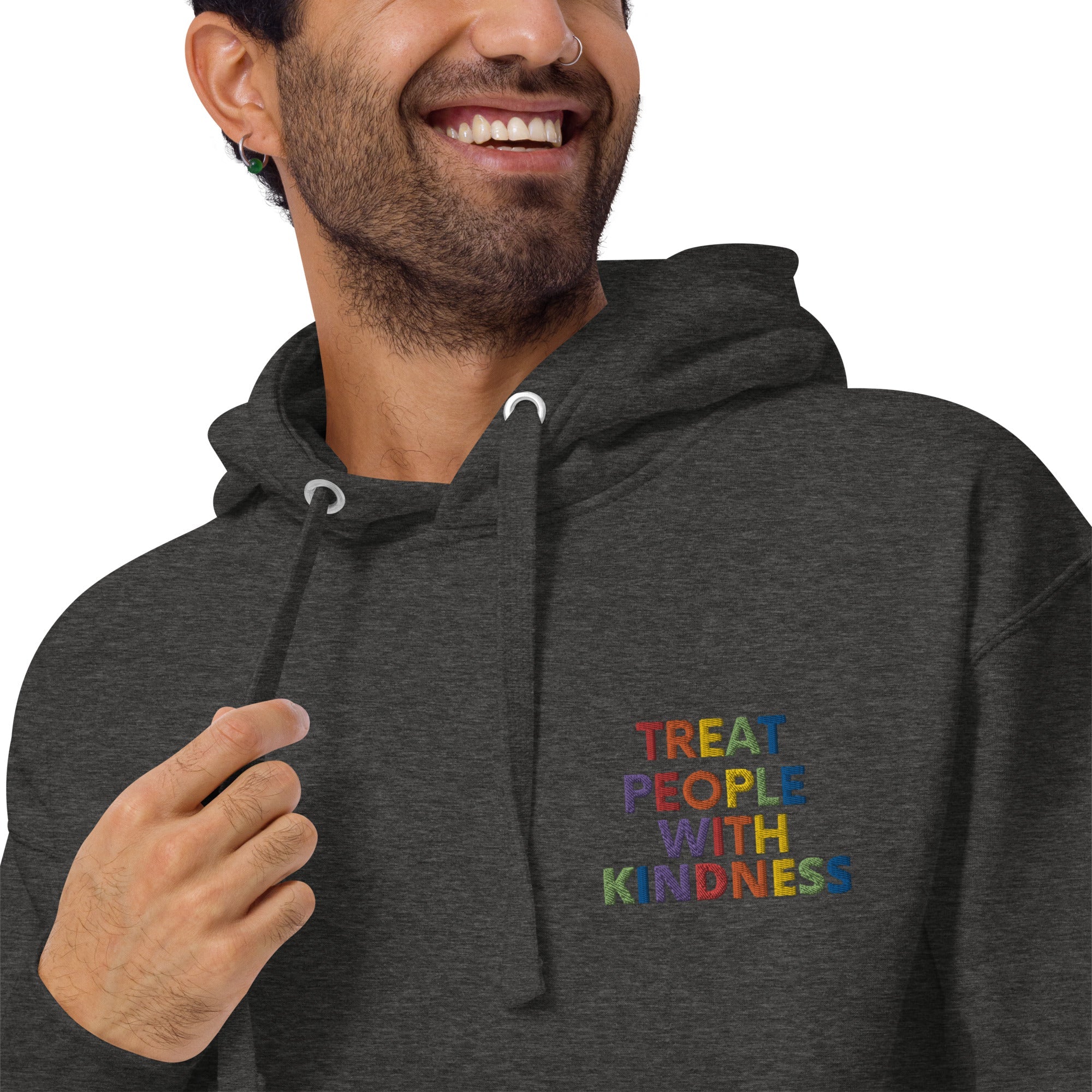 Rainbow Kindness Adult Embroidered Unisex Fleece Hoodie - The Kindness Cause