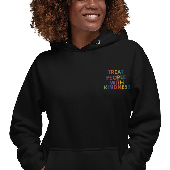 Rainbow Kindness Adult Embroidered Unisex Fleece Hoodie - The Kindness Cause