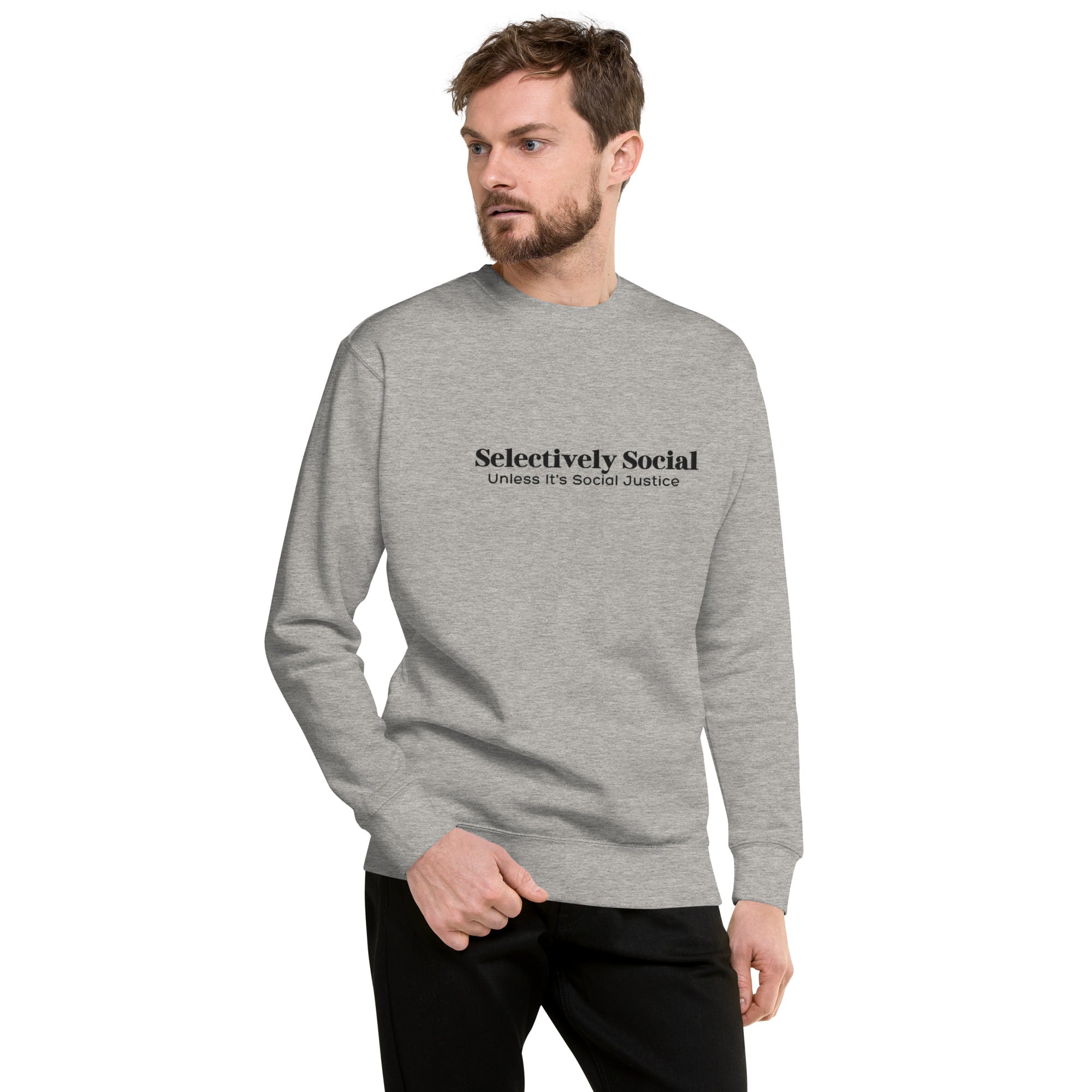 Selectively Social Black Embroidered Unisex Premium Sweatshirt - The Kindness Cause
