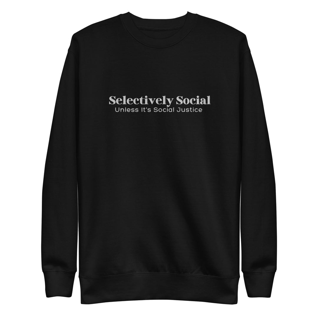 Selectively Social White Embroidery Unisex Premium Sweatshirt - The Kindness Cause