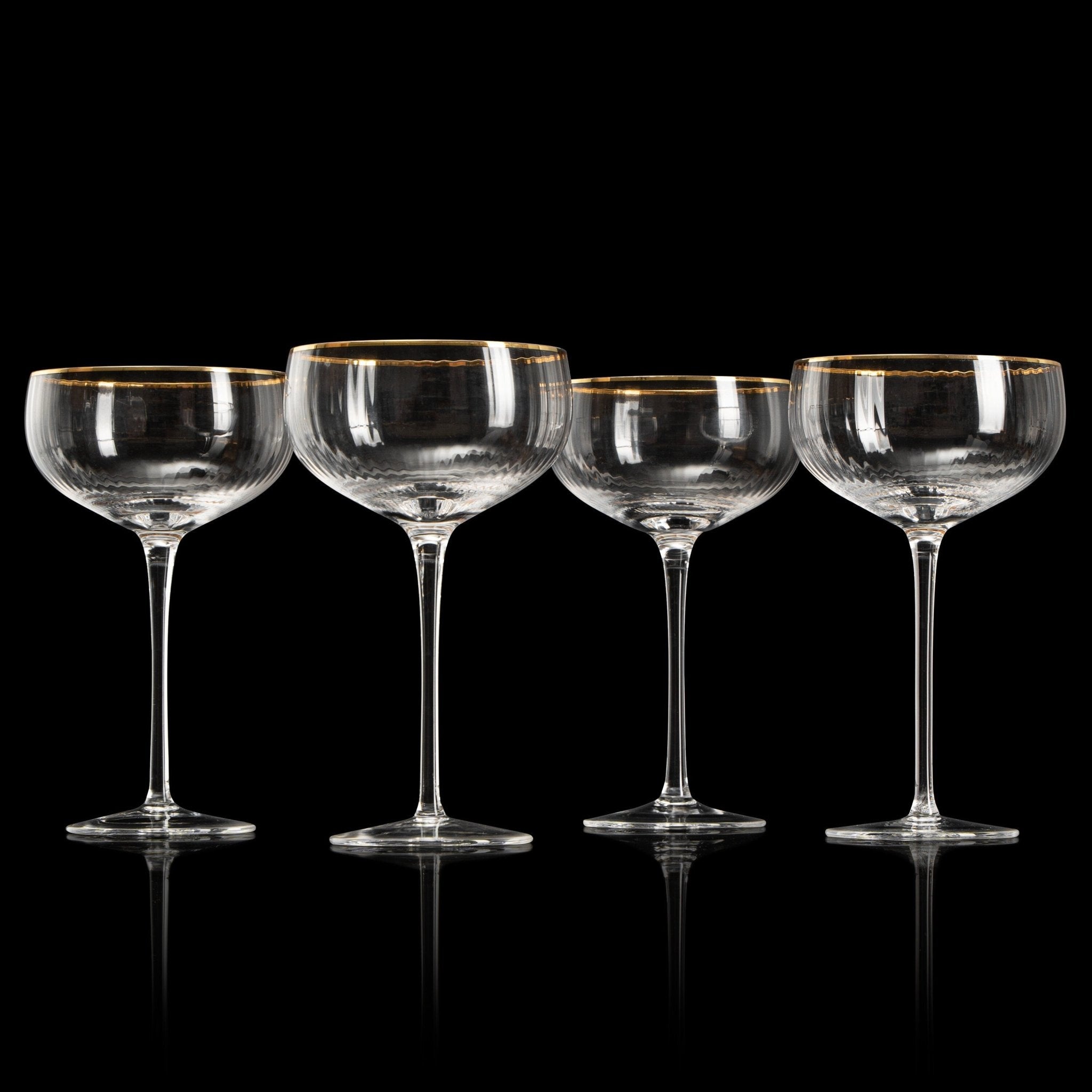 Set of 4 Gold Rim Coupe Glasses by The Wine Savant - The Kindness Cause
