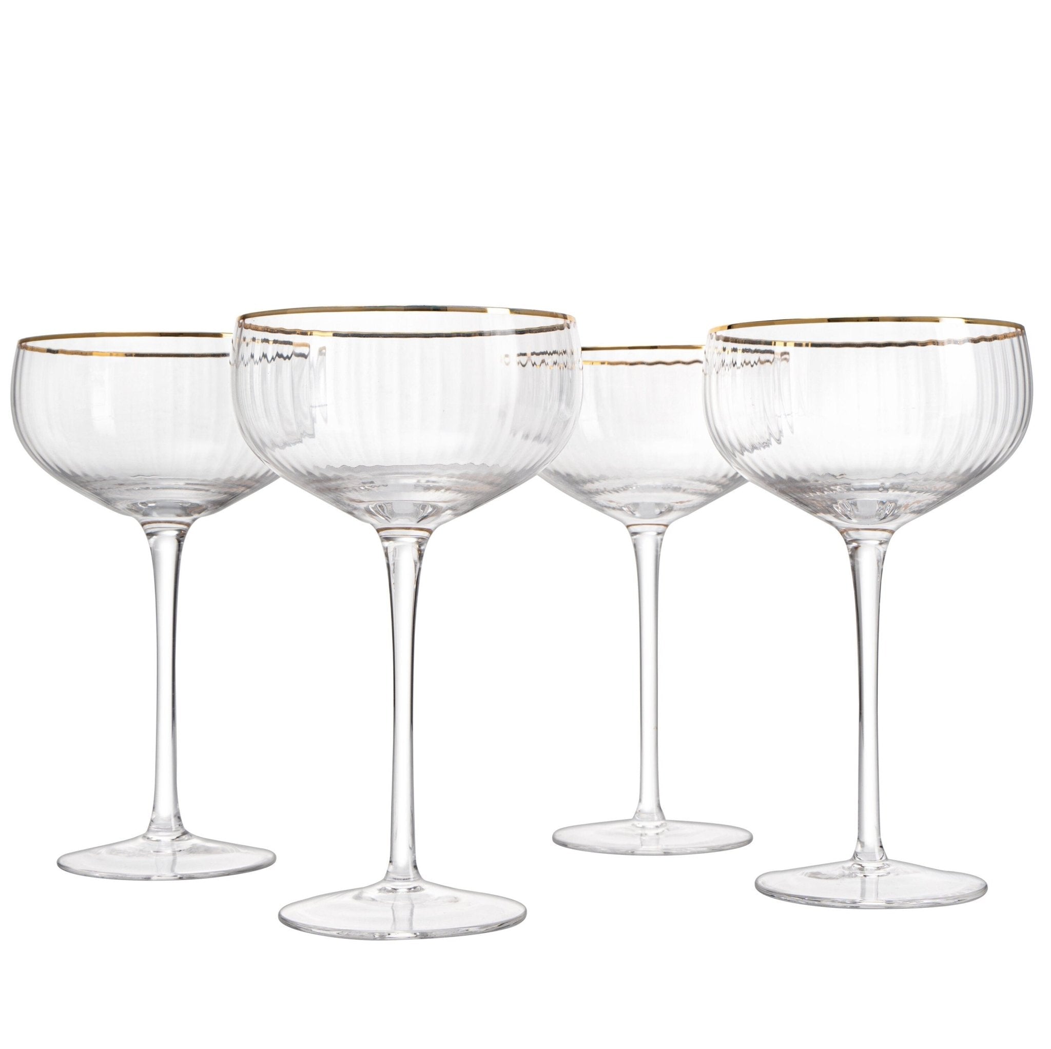 Set of 4 Gold Rim Coupe Glasses by The Wine Savant - The Kindness Cause