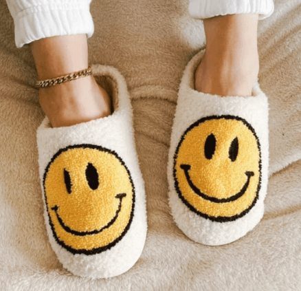 Smiley Face Fuzzy Adult Unisex Slippers - The Kindness Cause