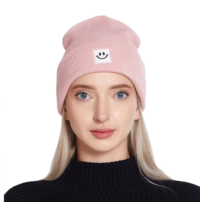 Smiley Face Square Patch Adult Unisex Beanie - The Kindness Cause
