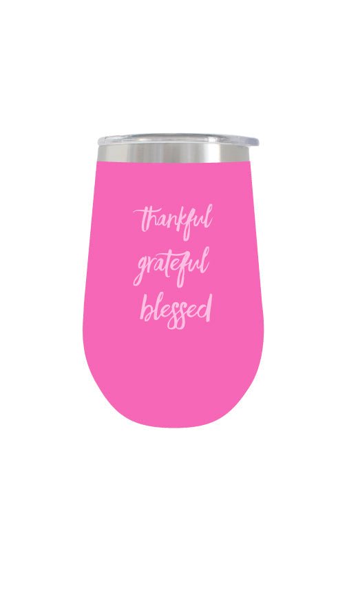 Thankful Grateful Blessed Wine Tumbler - The Kindness Cause
