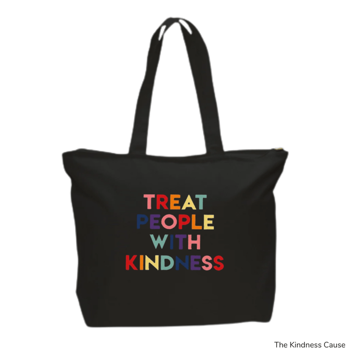 Treat People with Kindness Chenille Patch Canvas Tote Bag - The Kindness Cause