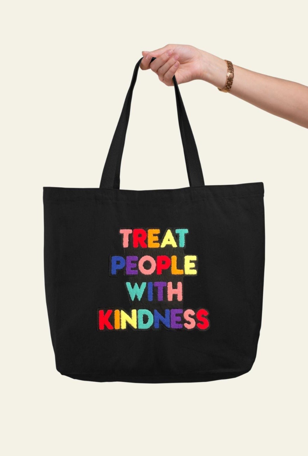 Treat People with Kindness Chenille Patch Canvas Tote Bag - The Kindness Cause