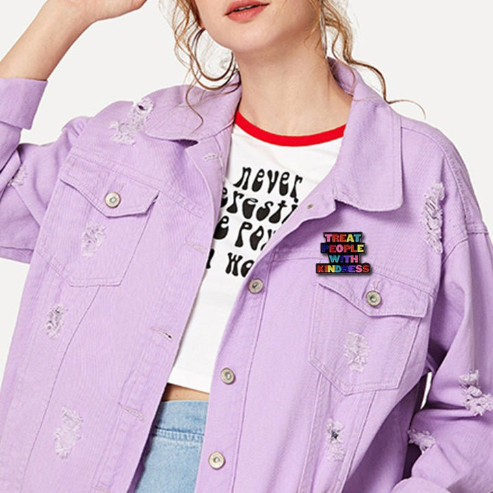 Treat People with Kindness Rainbow Enamel Pin - The Kindness Cause