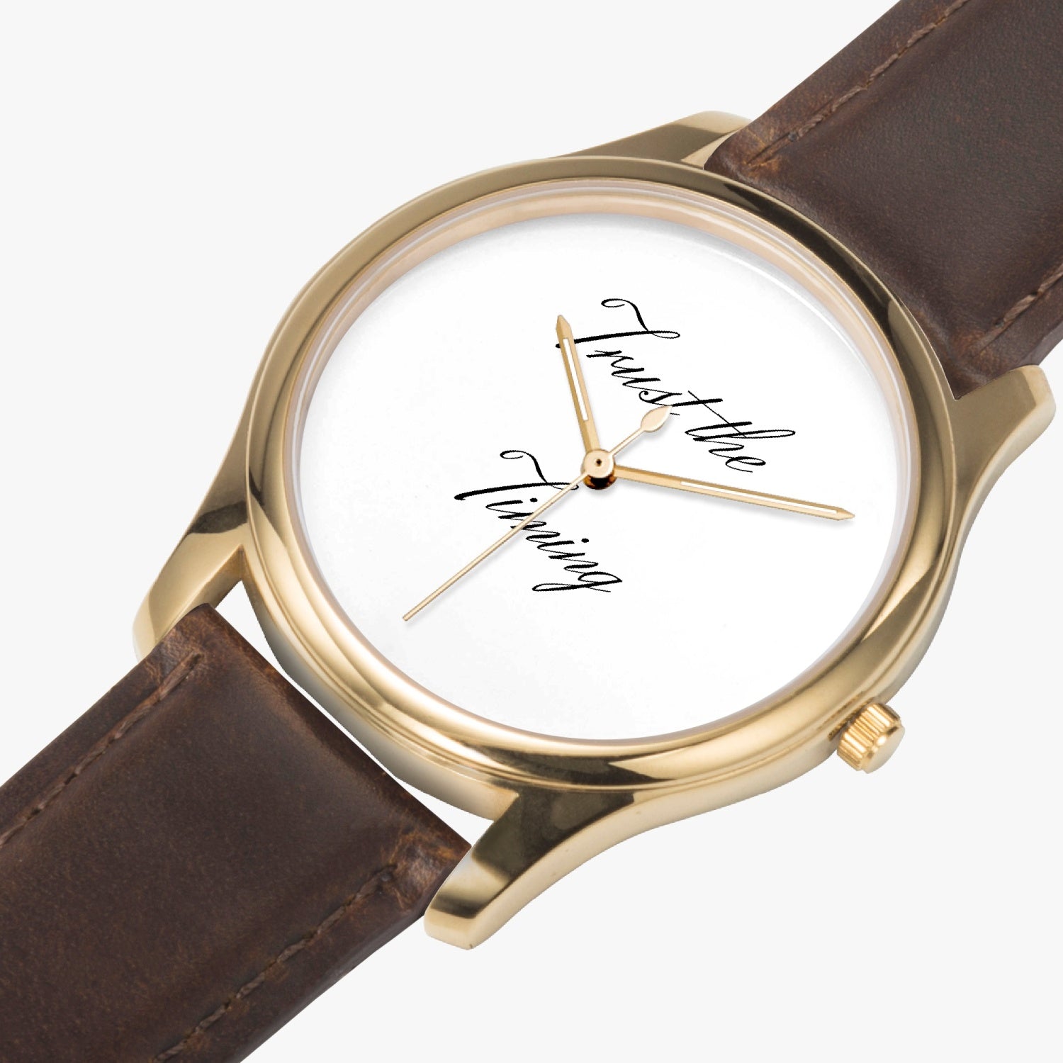Trust The Timing Leather Strap Classic Quartz Watch - The Kindness Cause
